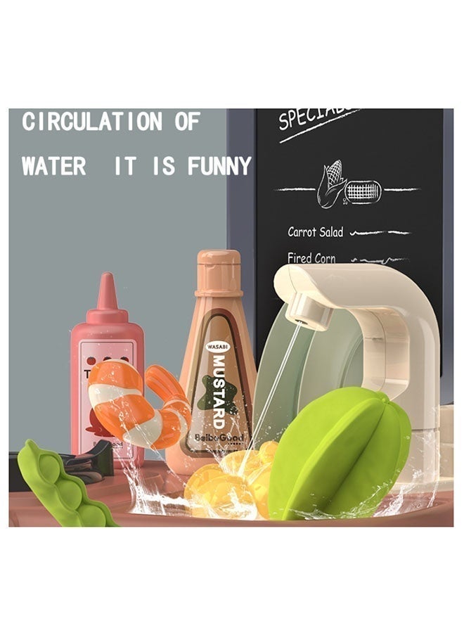 107cm High Kids Kitchen Playset 55pcs Pretend Play Toy Kitchen Set Kitchen Toys with Realistic Lights&Sounds Simulation of Spray and Play Sink Chef Pretend Play Set  Kitchen Cooking playset Educational Cooking Toy for Boys and Girls 3+ Years Old - Image 5